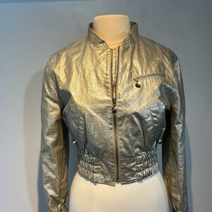 Bod & Christensen linen blend silver metallic cropped jacket size 10